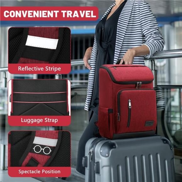 Laptop Backpacks with USB Charging Port Red - Picture 6 of 6